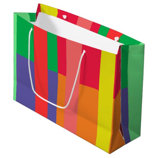 Kleur blok Streep Monogram Naam Regenboog Groot Cadeauzakje (Voorkant Gekanteld)