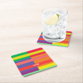 Kleur blok Streep Monogram Naam Regenboog Kartonnen Onderzetters (Insitu)