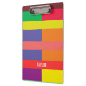 Kleur blok Streep Monogram Naam Regenboog Klembord (Links)