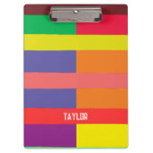 Kleur blok Streep Monogram Naam Regenboog Klembord (Voorkant)
