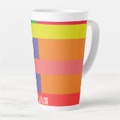 Kleur blok Streep Monogram Naam Regenboog Latte Mok (Rechterhoek)