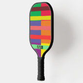 Kleur blok Streep Monogram Naam Regenboog Pickleball Paddle (Links)