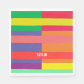 Kleur blok Streep Monogram Naam Regenboog Servet (Voorkant)