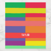 Kleur blok Streep Monogram Naam Regenboog Wijn Etiket (Enkel label)