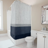 Kleur Blok Streep Nautisch Blauw Grijs Douchegordijn (In situ)