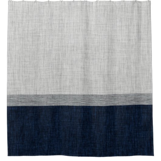 Kleur Blok Streep Nautisch Blauw Grijs Douchegordijn (Voorkant)