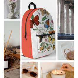 Kleur blok Vlinders Roze- Rood Bedrukte Rugzak