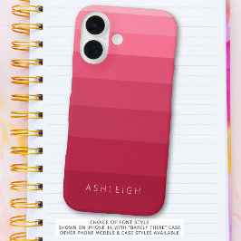 Kleur blokkeert magenta roze monochromatische naam iPhone 16 hoesje
