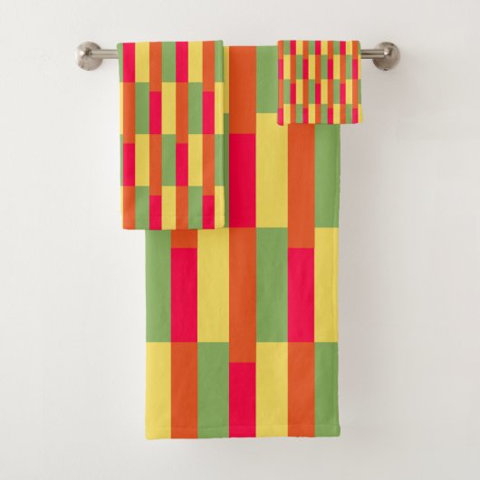 Kleur Blokken 3 rood geel groen Bad Handdoek (Insitu)