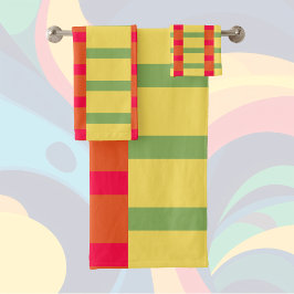 Kleur Blokken 3 rood geel groen Bad Handdoek