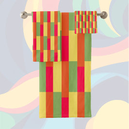 Kleur Blokken 3 rood geel groen Bad Handdoek