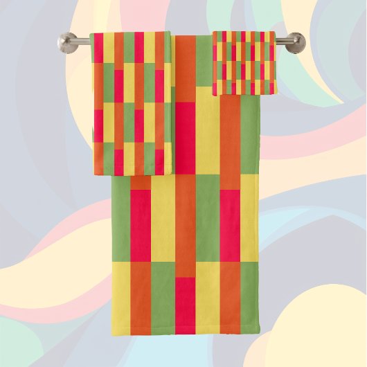 Kleur Blokken 3 rood geel groen Bad Handdoek