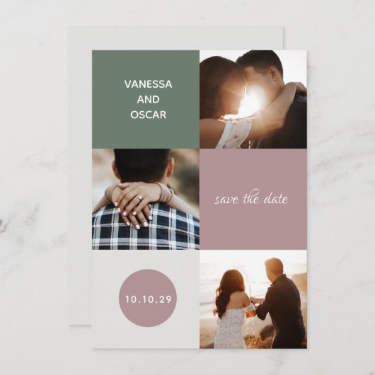 Kleur Blokken Bruiloft Save The Date (Voorkant / Achterkant)