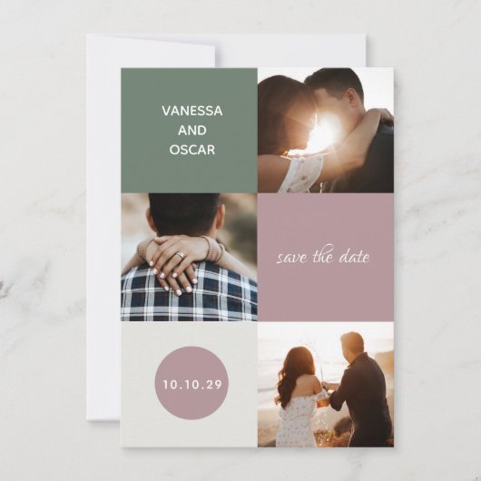 Kleur Blokken Bruiloft Save The Date (Voorkant)