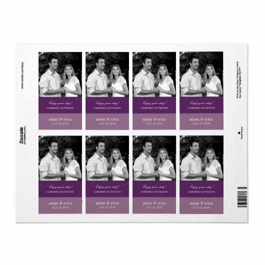 Kleur Blokken Bruiloft Wijn Etiketten (Paarse) (Full Sheet)