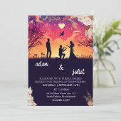 kleur boho rustiek modern elegant Twilight Bruilof Kaart (Staand voorkant)