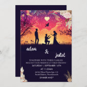 kleur boho rustiek modern elegant Twilight Bruilof Kaart (Voorkant / Achterkant)