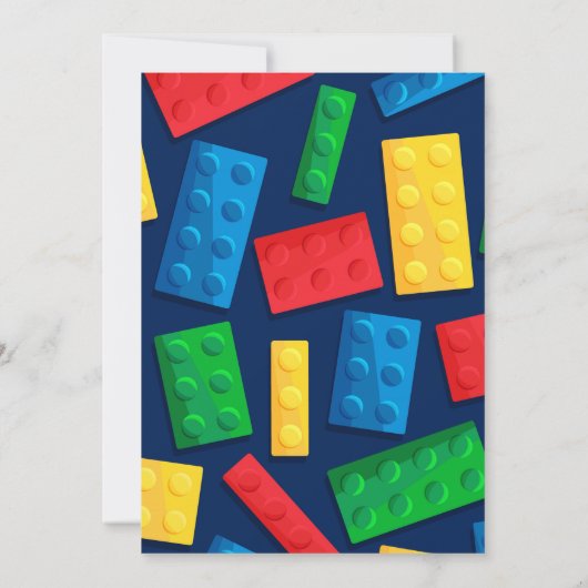 Kleur Bouwstenen Verjaardagsfeestuitnodiging Kaart (Achterkant)
