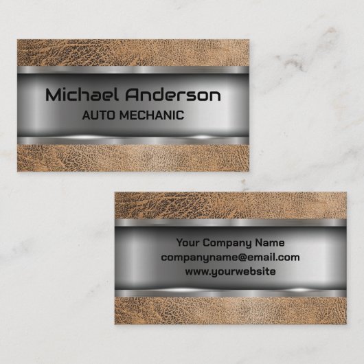 Kleur | bruin leder visitekaartje (Voorkant / Achterkant)