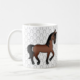 Kleur Bruine Cute Cartoon Dravend Paard Koffiemok