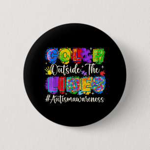 Kleur buiten de lijnen Autisme bewustzijn Autistis Ronde Button 5,7 Cm