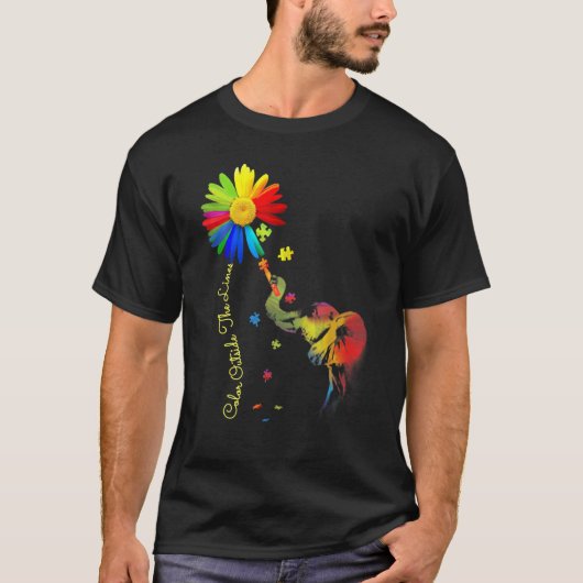Kleur buiten de lijnen Elephant Autism Awareness T-shirt (Voorkant)