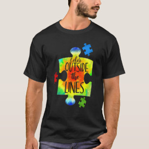 Kleur buiten de lijnen in april voor autisme bewus t-shirt