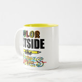 Kleur buiten de lijnen tweekleurige koffiemok (Voorkant links)