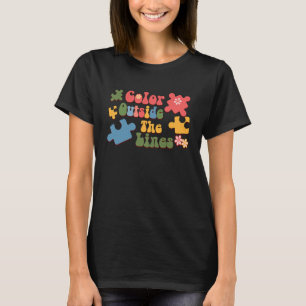 Kleur buiten de lijnen We dragen blauw Autisme bew T-shirt