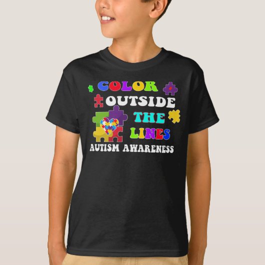 Kleur buiten het bereik van autisme t-shirt (Voorkant)