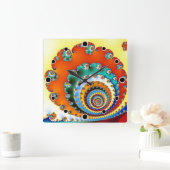 Kleur Burst Fractal Spiral Vierkante Klok (Huis)
