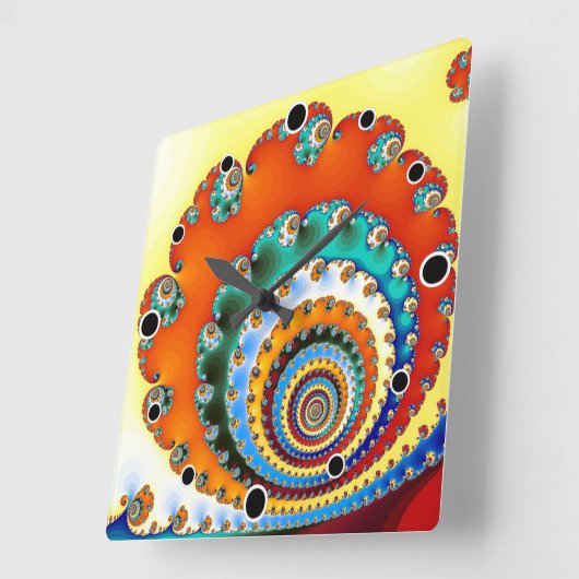Kleur Burst Fractal Spiral Vierkante Klok (Hoek)