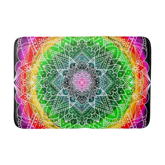 Kleur Burst Rainbow Prism Mandala Badmat (Voorkant)