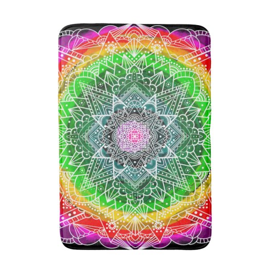 Kleur Burst Rainbow Prism Mandala Badmat (Voorkant Verticaal)