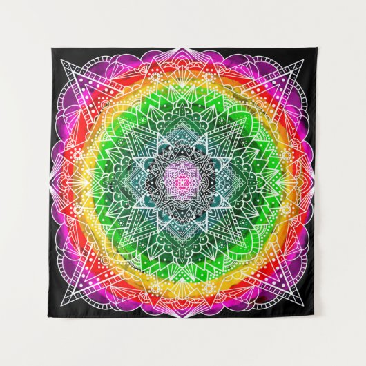 Kleur Burst Rainbow Prism Mandala Wandkleed (Voorkant (horizontaal))