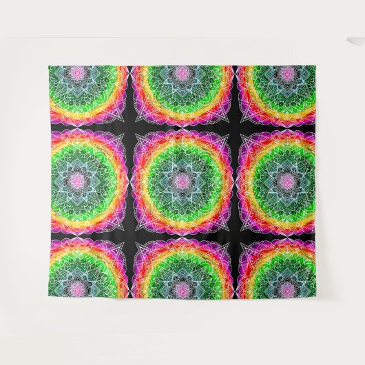 Kleur Burst Rainbow Prism Mandala Wandkleed (Voorkant (horizontaal))