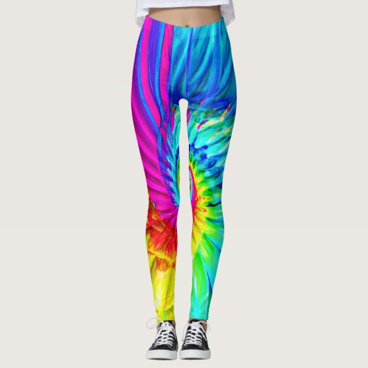 Kleur Burst Spiraal Patroon Art Leggings (Voorkant)