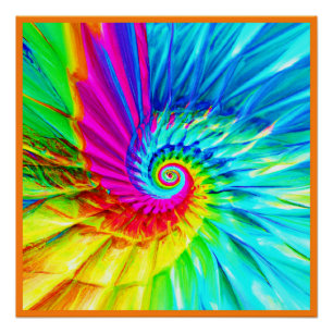 Kleur Burst Spiraal Patroon Art Perfect Poster