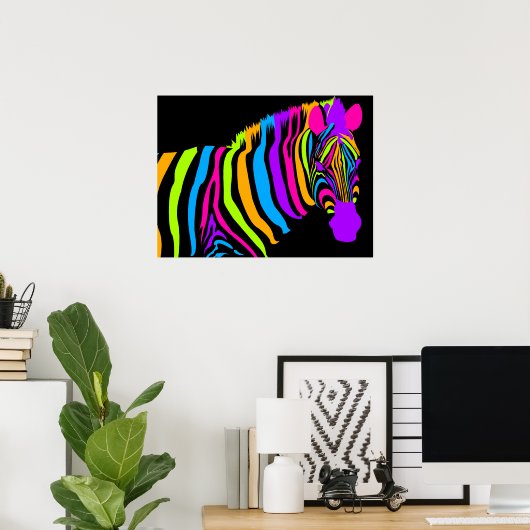 Kleur Burst-Zebra Poster (Thuiskantoor)
