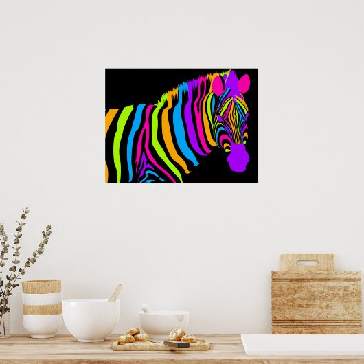 Kleur Burst-Zebra Poster (Keuken)
