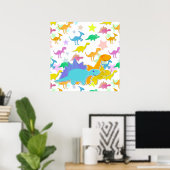 Kleur Cartoon Dinosaurussen Poster (Thuiskantoor)