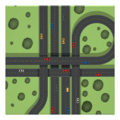Kleur Cartoon Snelweg & Auto's Koele Achtergrondgr Perfect Poster (Voorkant)