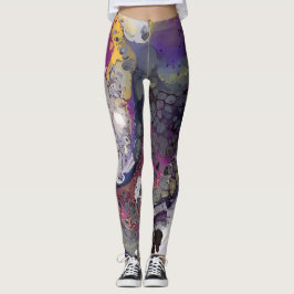 Kleur Cascade, Paarse, geel, grijs Leggings