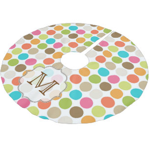 Kleur Cirkel Polka Dot Monogram Initialen boomrok Kerstboom Rok
