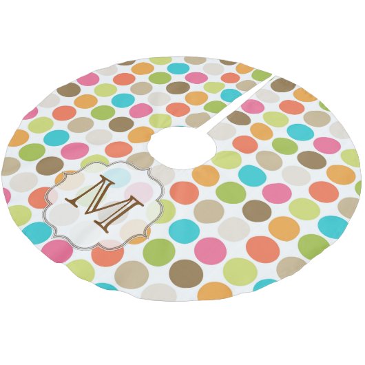 Kleur Cirkel Polka Dot Monogram Initialen boomrok Kerstboom Rok (Gekanteld)