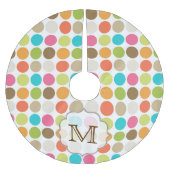 Kleur Cirkel Polka Dot Monogram Initialen boomrok Kerstboom Rok (Voorkant)
