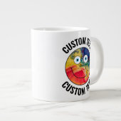 Kleur Crazy Custom Happy Face & gepersonaliseerde  Grote Koffiekop (Voorkant rechts)