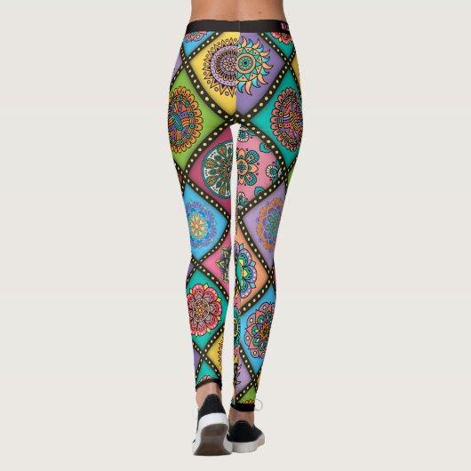 Kleur Crazy Mandala Quilt Bee Leggings (Achterkant)
