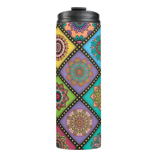 Kleur Crazy Mandala Quilt Bee Thermosbeker (Voorkant)