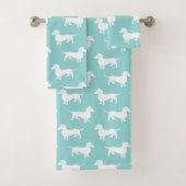 kleur Cute Aqua Dachshund Pattern Bad Handdoek (Insitu)
